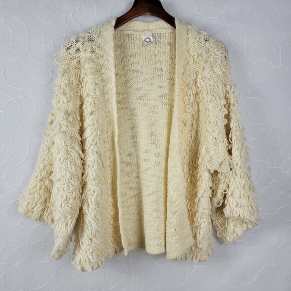 Anthropologie Akemi + Kin Womens Cardigan One Size Cream Loopy Knit Open Front - Picture 1 of 12